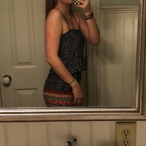 navy blue patterned romper